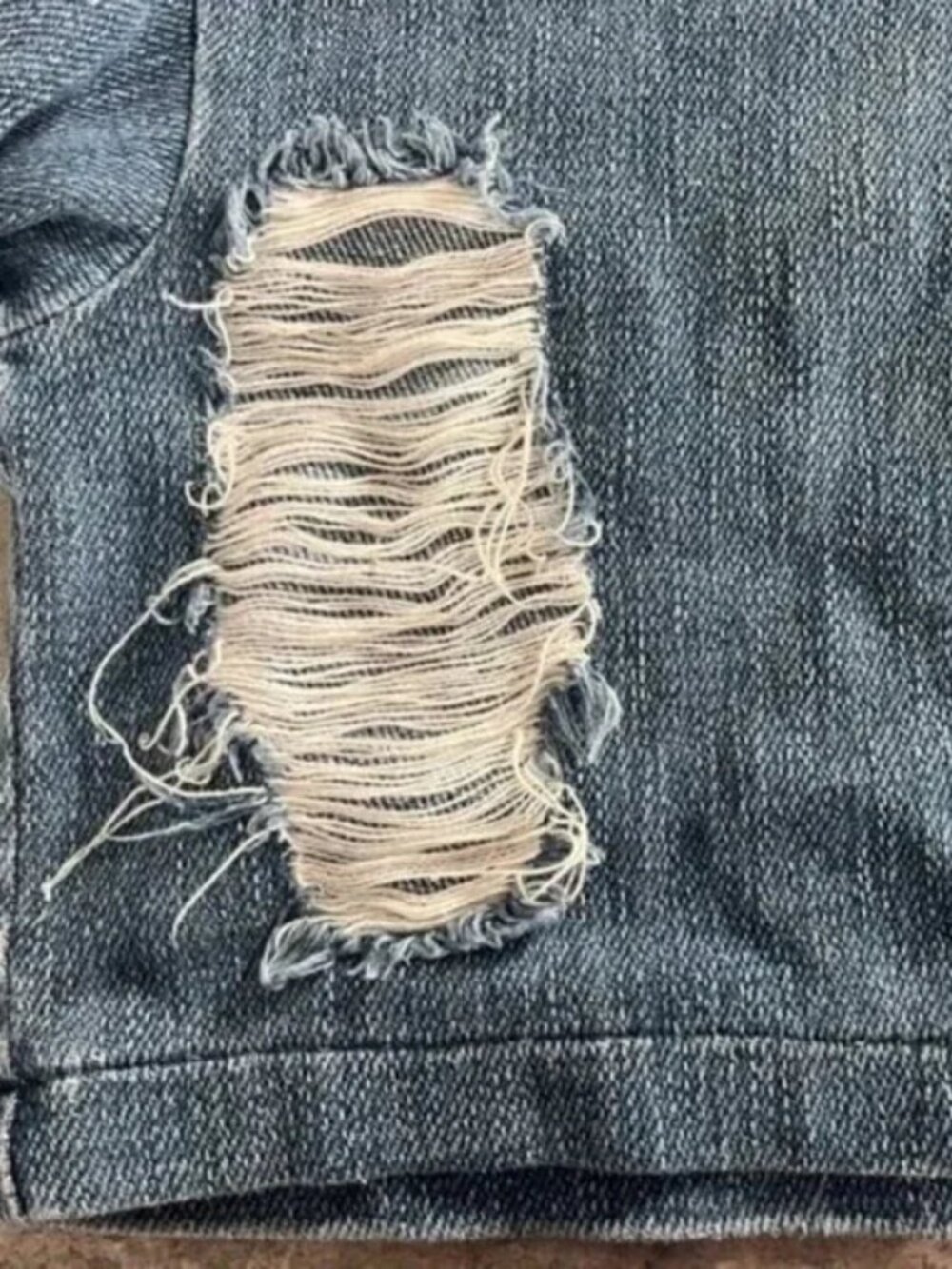 Designer Fall-Winter 2018 Ready-To-Wear Collection Distressed Denim Top Sweater - Picture 15 of 16